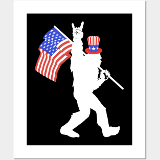 Bigfoot Flag Funny best gift for 4th of July Posters and Art